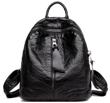 Mini Rugzak Vrouwelijke Zachte Pu Lederen Rugzakken Voor Tienermeisjes Mode Schoudertassen Zwart Mochila Feminina Dagrugzak Purse