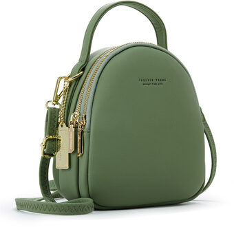 Mini Rugzak Vrouwen Casual Pu Lederen Schoudertas Voor Tienermeisjes Multifunctionele Kleine Vrouwelijke Dames School Rugzak Mochila groen