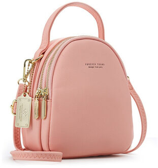 Mini Rugzak Vrouwen Casual Pu Lederen Schoudertas Voor Tienermeisjes Multifunctionele Kleine Vrouwelijke Dames School Rugzak Mochila lotus kleur