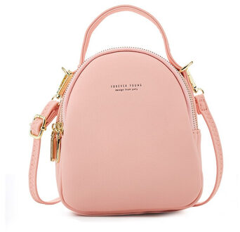 Mini Rugzak Vrouwen Casual Pu Lederen Schoudertas Voor Tienermeisjes Multifunctionele Kleine Vrouwelijke Dames School Rugzak Mochila roze