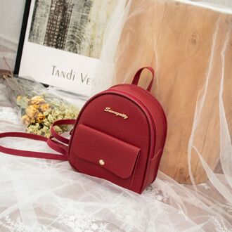Mini Rugzak Vrouwen Pu Lederen Schoudertas Voor Tienermeisjes Kinderen Multifunctionele Kleine Bagpack Vrouwelijke Dames School Rugzak Bourgondië