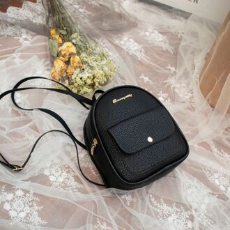 Mini Rugzak Vrouwen Pu Lederen Schoudertas Voor Tienermeisjes Kinderen Multifunctionele Kleine Bagpack Vrouwelijke Dames School Rugzak zwart