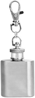 Mini Rvs Heupfles Alcohol Flagon met Sleutelhanger Silver Tone Sleutelhanger Fles voor mannen