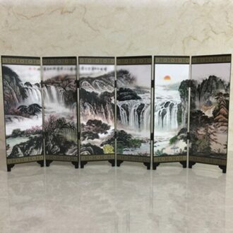 Mini Scheidingswand Kamerscherm 6 Panel Gedrukt Canvas Tafelblad Oosterse Aziatische View Home Decoratie Bruiloft Decoratie