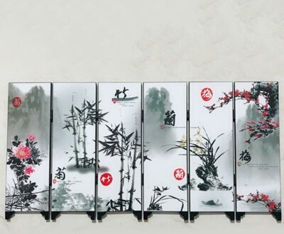Mini Scheidingswand Kamerscherm 6 Panel Gedrukt Canvas Tafelblad Oosterse Aziatische View Home Decoratie Bruiloft Decoratie