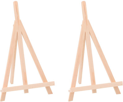 Mini schildersezel - 2x - 14 x 27 cm - Ezel - Fotolijst/fotoframe - DIY hobbymateriaal/knutselmateri