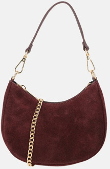 Mini schoudertas suede bordeaux Donker rood
