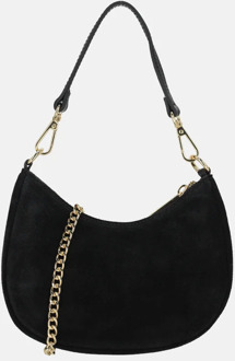 Mini schoudertas suede zwart