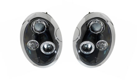 Mini Set Koplampen passend voor BMW New Mini R50-R53 2001-2006 - Zwart - incl. Angel-Eyes