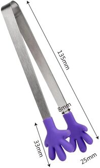 Mini Siliconen Voedsel Clip Roestvrij Staal Salade Serveren Bbq Tang Hand Vorm Handvat Gebruiksvoorwerp Keuken Koken Gereedschap