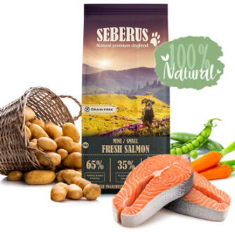 Mini/Small w/Fresh Salmon - natuurlijk graanvrij hondenvoer 3 kg + natvoer (6 x 400 g)