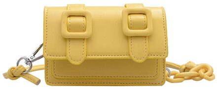 Mini Snoep Crossbody Tas Vrouwen Pu Riem Gesp Flap Mini Vierkante Schouder Pouch Vrouwen Schouder Handtassen Geel