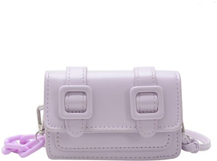 Mini Snoep Crossbody Tas Vrouwen Pu Riem Gesp Flap Mini Vierkante Schouder Pouch Vrouwen Schouder Handtassen Paars
