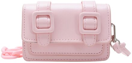 Mini Snoep Crossbody Tas Vrouwen Pu Riem Gesp Flap Mini Vierkante Schouder Pouch Vrouwen Schouder Handtassen Roze