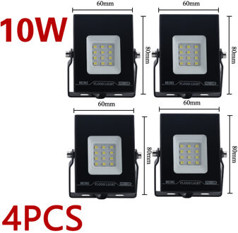 Mini Spot Light 200W 220V Schijnwerper Led Gehard Glas Waterdicht IP67 Dunste Flood Lamp Voor Vierkante 10W 20W 30W 50W 100W 10W 4stk / Cool wit
