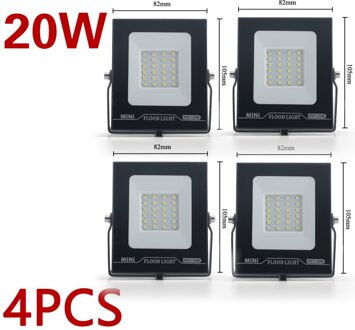 Mini Spot Light 200W 220V Schijnwerper Led Gehard Glas Waterdicht IP67 Dunste Flood Lamp Voor Vierkante 10W 20W 30W 50W 100W 20W 4stk / Cool wit