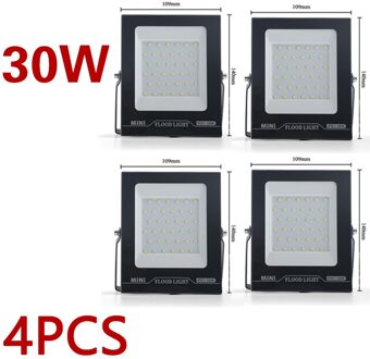 Mini Spot Light 200W 220V Schijnwerper Led Gehard Glas Waterdicht IP67 Dunste Flood Lamp Voor Vierkante 10W 20W 30W 50W 100W 30W 4stk / warm wit