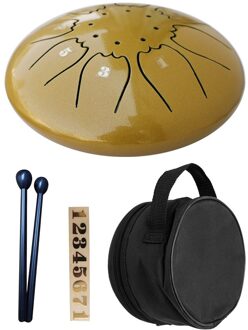 Mini Staal Tong Drum Metalen Handtrommel 5 Inch C Tone 8 Notes Percussie Instrument Roestvrij Staal Met Opbergtas drumstick geel