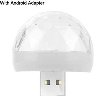 Mini Stage Light Android Usb Roterende Podium Licht Telefoon Magische Bal Kerst Familie Party Podium Verlichting Dj Licht Disco Ball Android wit