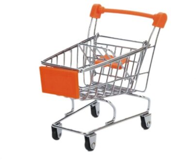 Mini Supermarkt Hand Trolley Shopping Utility Winkelwagen Opslag Mand Pretend Kids Lxac Oranje