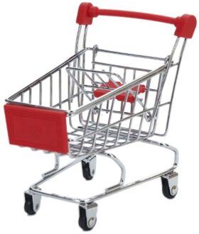 Mini Supermarkt Hand Trolley Shopping Utility Winkelwagen Opslag Mand Pretend Kids Lxac Rood