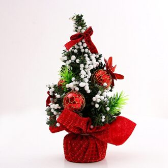 Mini Tafelblad Kunstmatige Kerstboom Met Strik En Bal Ornamenten Decoraties Voor Home Office rood