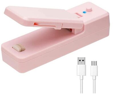 Mini Tas Sealer-2In1 Draagbare Oplaadbare Handheld Vacuüm Dichtlassen & Cutter Voor Plastic Zak Opslag Voedsel roze