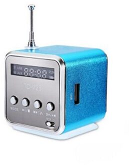 Mini TD-V26 Aluminium Radio Fm Ontvanger Sd Tf Usb Play Stereo Altavoz Speaker Draagbare Fm Radio Draadloze Subwoofer Kleine Luidspreker blauw