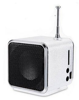 Mini TD-V26 Aluminium Radio Fm Ontvanger Sd Tf Usb Play Stereo Altavoz Speaker Draagbare Fm Radio Draadloze Subwoofer Kleine Luidspreker wit