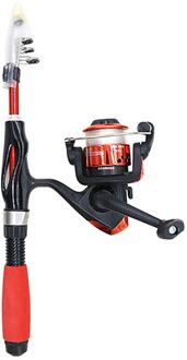 Mini Telescopische Hengel Met Reel Aas Doos Draagbare Hengel Kit Voor Kinderen Rood