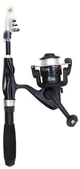 Mini Telescopische Hengel Met Reel Aas Doos Draagbare Hengel Kit Voor Kinderen zwart