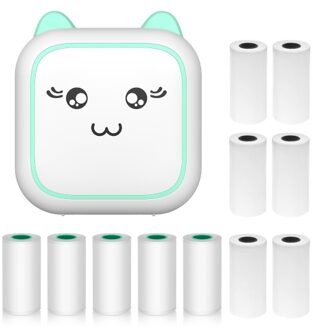 Mini Thermal Printer Multifunction Portable Sticker Maker Instant Photo Inkless Printing Support BT Connection for Smartphone with 6 Paper Rolls 57mm + 5 Self-Adhesive Paper Rolls
