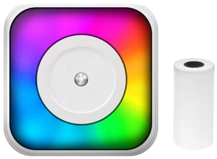 Mini Thermal Printer Multifunction Portable Sticker Maker with RGB Light Instant Photo Inkless Printing Support BT Connection for Smartphone with 1 Paper Roll 57mm