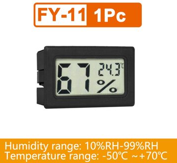 Mini Thermometer Hygrometer Digitale Lcd Indoor Temperatuursensor Vochtigheid Meter Hygrometer Gauge Koelkast Thermometer Wit/Zwart 1stk draadloze zwart