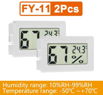 Mini Thermometer Hygrometer Digitale Lcd Indoor Temperatuursensor Vochtigheid Meter Hygrometer Gauge Koelkast Thermometer Wit/Zwart 2stk draadloze wit