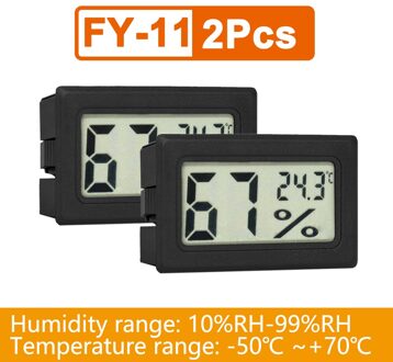 Mini Thermometer Hygrometer Digitale Lcd Indoor Temperatuursensor Vochtigheid Meter Hygrometer Gauge Koelkast Thermometer Wit/Zwart 2stk draadloze zwart