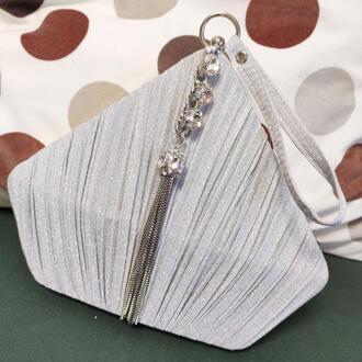 Mini Tote Schoudertassen Roze Zilveren Clutch Bags Vrouwen Crossbody Tassen Driehoek Chain Handtassen