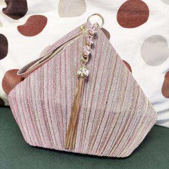 Mini Tote Schoudertassen Roze Zilveren Clutch Bags Vrouwen Crossbody Tassen Driehoek Chain Handtassen