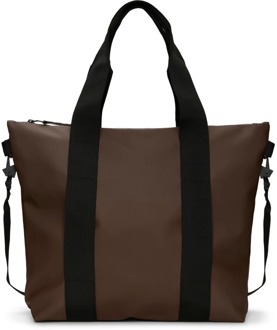 Mini Tote Tas met Ritssluiting Rains , Brown , Heren - ONE Size