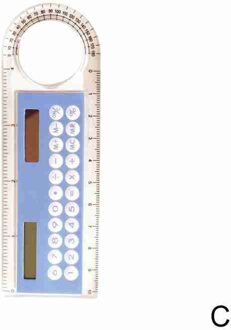 Mini Ultra-Dunne Rechte Liniaal Met Solar Calculator School Vergrootglas 10Cm Kantoor Rekenmachine Multifunctionele Levert P7G3 licht blauw