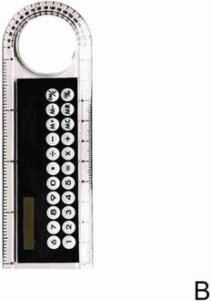 Mini Ultra-Dunne Rechte Liniaal Met Solar Calculator School Vergrootglas 10Cm Kantoor Rekenmachine Multifunctionele Levert P7G3 zwart