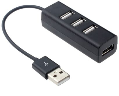 Mini USB 2.0 High-Speed 4-Port Splitter Hub Adapter USB Hub Plug En Play Splitter Hub Adapter voor PC Computer # BL zwart