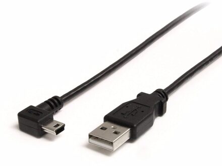 Mini USB 5pin Male Haaks 90 graden naar USB 2.0 male datakabel 27 cm