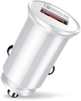 Mini USB Car Charger Quick Charge 3.0 Voor iPhone X Xs Max Mobiele Telefoon Tablet GPS 3.1A Snelle USB Auto telefoon Oplader Adapter in Auto wit
