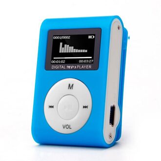 Mini Usb Clip MP3 Speler Lcd-scherm Ondersteuning 32Gb Muziek Spelen Met Fm Radio Video Speler E-book Speler MP3 met Ingebouwde Geheugen blauw
