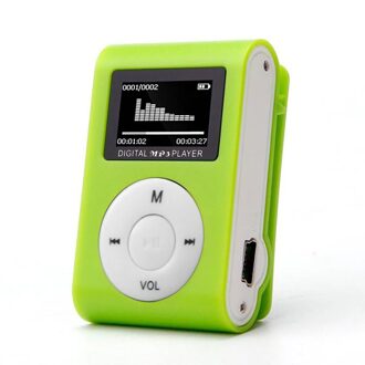 Mini Usb Clip MP3 Speler Lcd-scherm Ondersteuning 32Gb Muziek Spelen Met Fm Radio Video Speler E-book Speler MP3 met Ingebouwde Geheugen groen