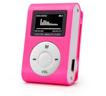 Mini Usb Clip MP3 Speler Lcd-scherm Ondersteuning 32Gb Muziek Spelen Met Fm Radio Video Speler E-book Speler MP3 met Ingebouwde Geheugen heet roze