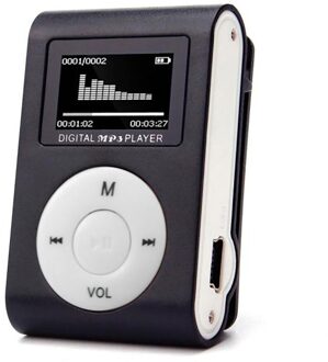 Mini Usb Clip MP3 Speler Lcd-scherm Ondersteuning 32Gb Muziek Spelen Met Fm Radio Video Speler E-book Speler MP3 met Ingebouwde Geheugen zwart