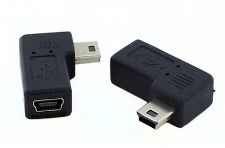 Mini USB Female to Male adapter, 90° hoek, rechts