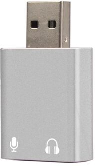 Mini Usb Geluidskaart Externe Adapter 3D Stereo Jack 3.5Mm Oortelefoon Micphone Voor Pc #265470 Zilver